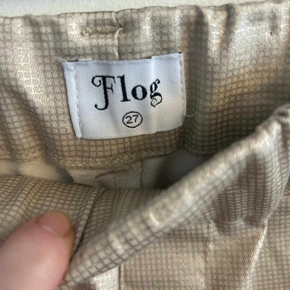 Bevy Flog Metallic Beige Check Elastic Waist Pock… - image 4